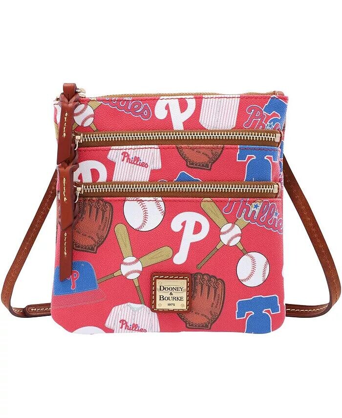 

Женская сумка через плечо Philadelphia Phillies Game Day с тройной молнией Dooney & Bourke, красный