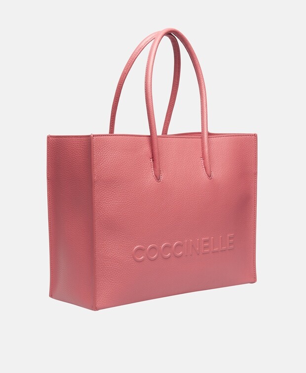 

Кожаная большая сумка-тоут Coccinelle, мягкий бежевый