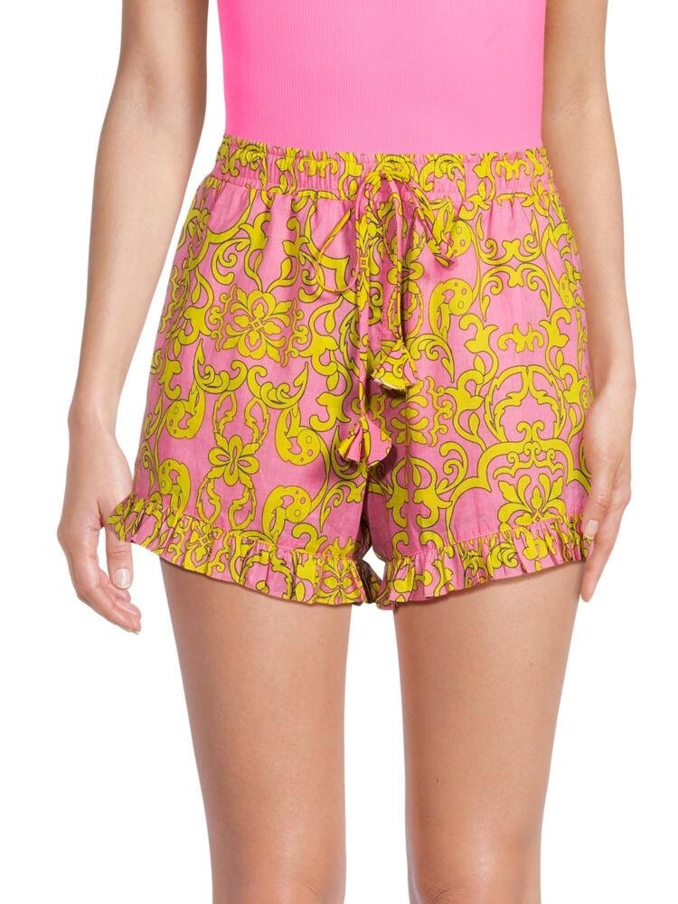 

Шорты на шнурке с оборками Inca Misa Los Angeles, цвет Pink Yellow