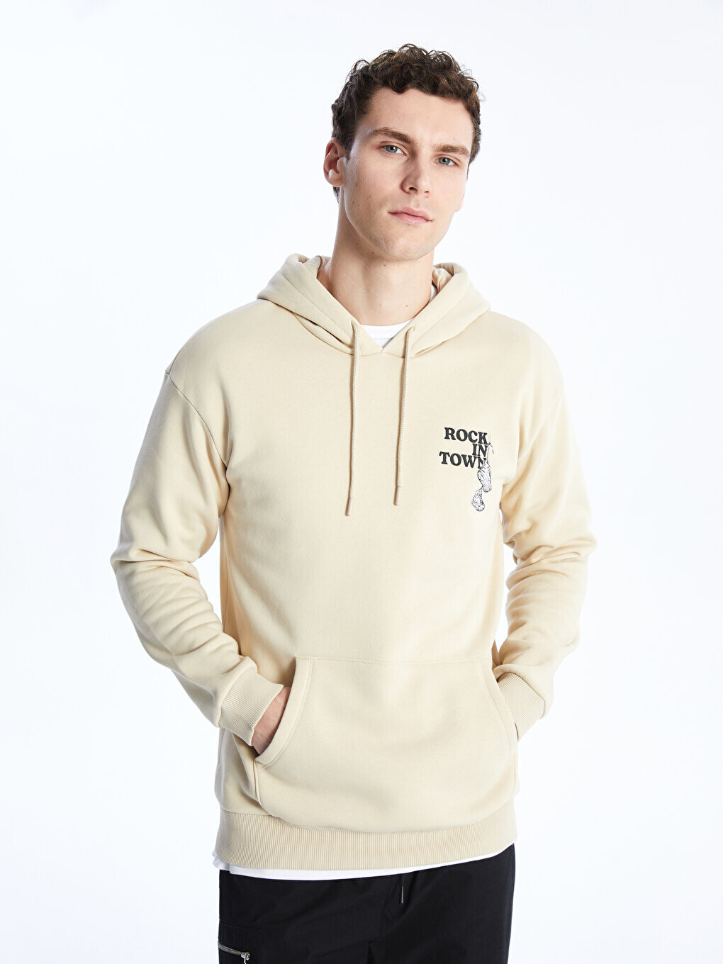 

Мужская толстовка с длинным рукавом и принтом LCW Casual, бежевый