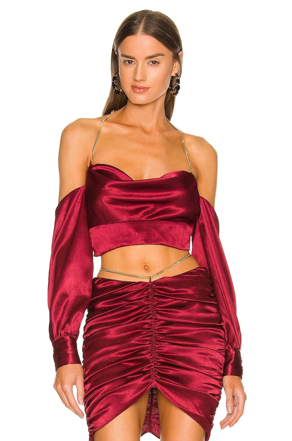 

Топ Michael Costello x REVOLVE Sybil Crop, цвет Deep Red