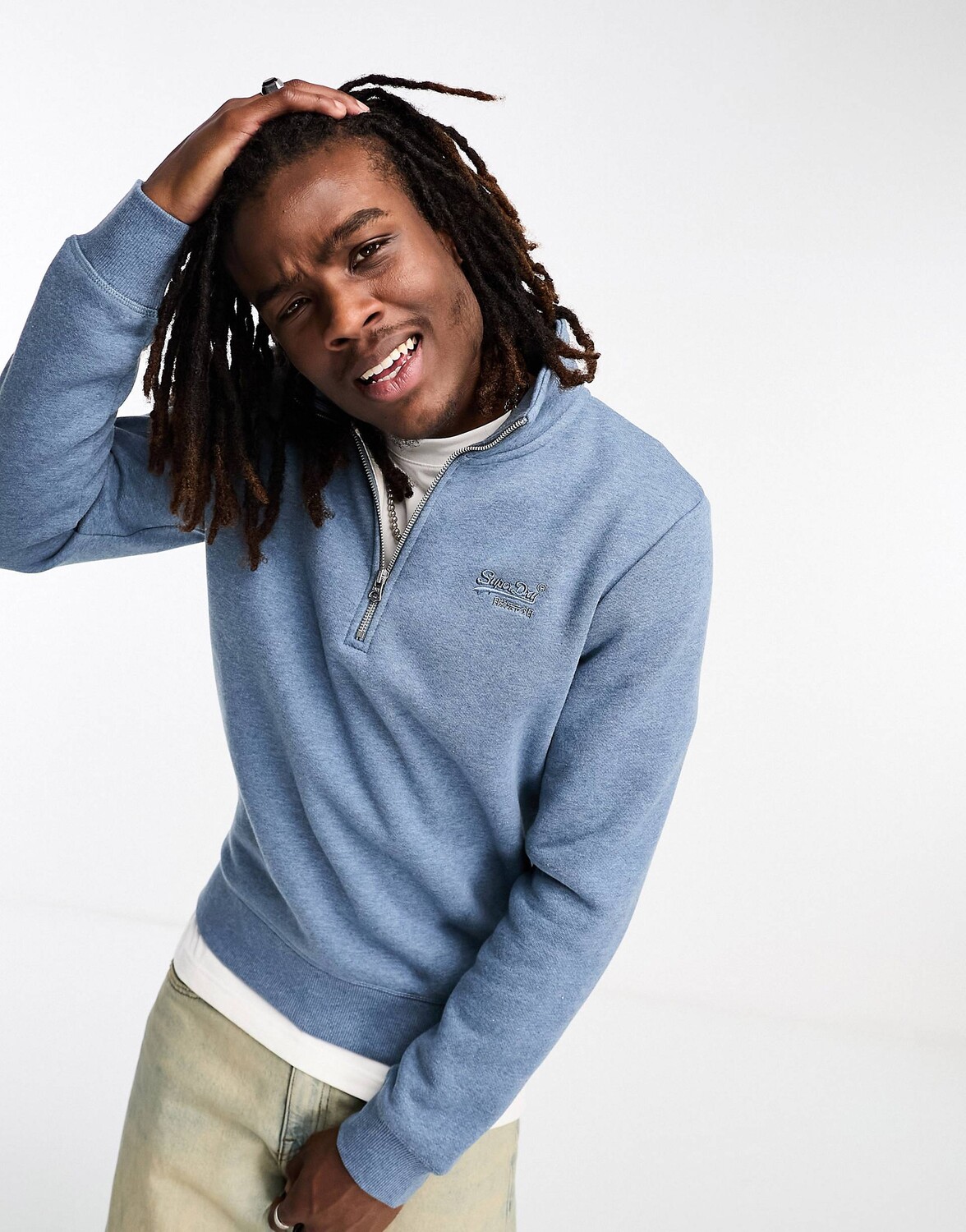 

Темно-синий свитшот на молнии 1/4 Superdry Vintage Henley