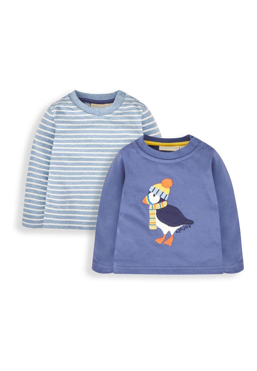 

Футболка с длинными рукавами Puffin Applique And Stripe 2-Pack JoJo Maman Bébé, индиго
