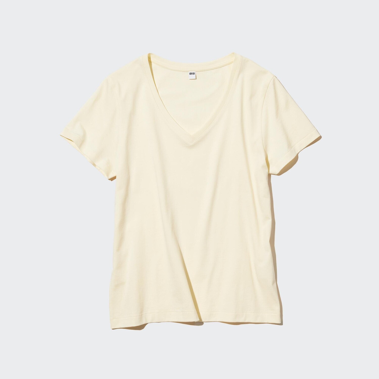 

Футболка Uniqlo Supima с V-образным вырезом, кремовый, Бежевый