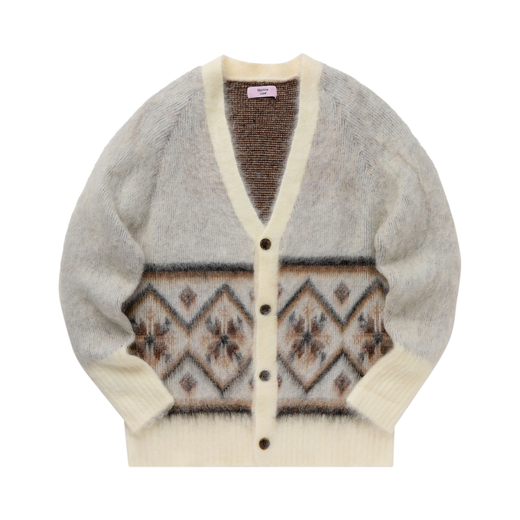 

Кардиган Martine Rose Burshed Mohair Fair Isle 'Ivory/Oat/Chocolate', белый