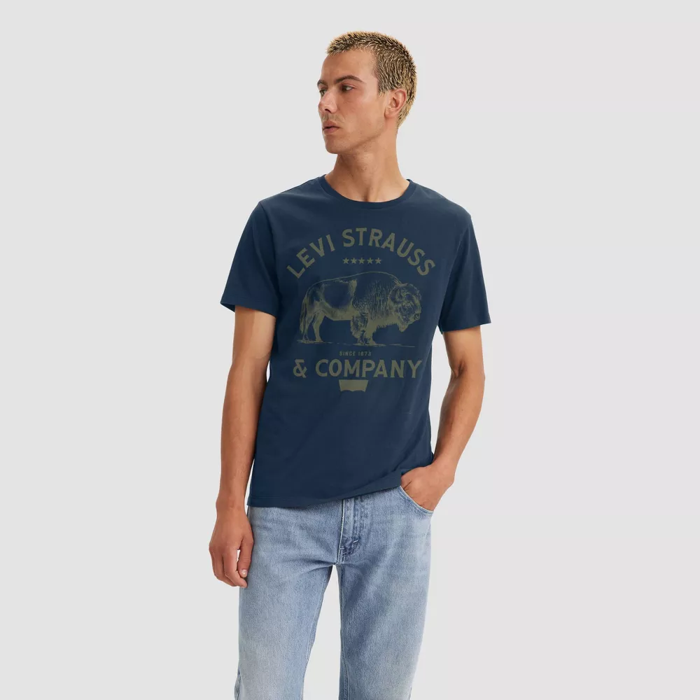 

Мужская футболка Levi's Classic Fit с коротким рукавом и круглым вырезом, цвет Navy Blue