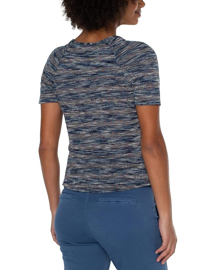

Футболка Liverpool Los Angeles Shirred Short Sleeve Knit Tee, цвет Multi Space Dye Stripe