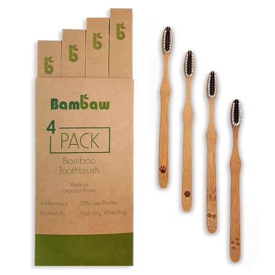 Бамбуковые зубные щетки, 4 шт. Bambow, Bambaw