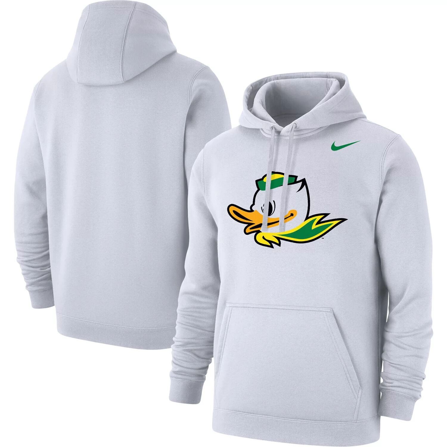 

Мужской белый флисовый пуловер с капюшоном и логотипом Oregon Ducks Duck Club Nike