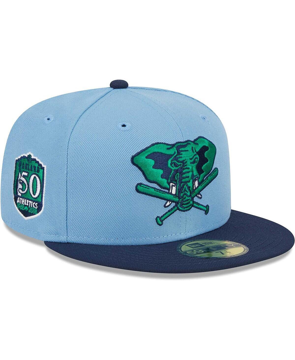 

Мужская светло-синяя, темно-синяя шляпа-комбинезон Oakland Athletics Green Undervisor 59FIFTY New Era