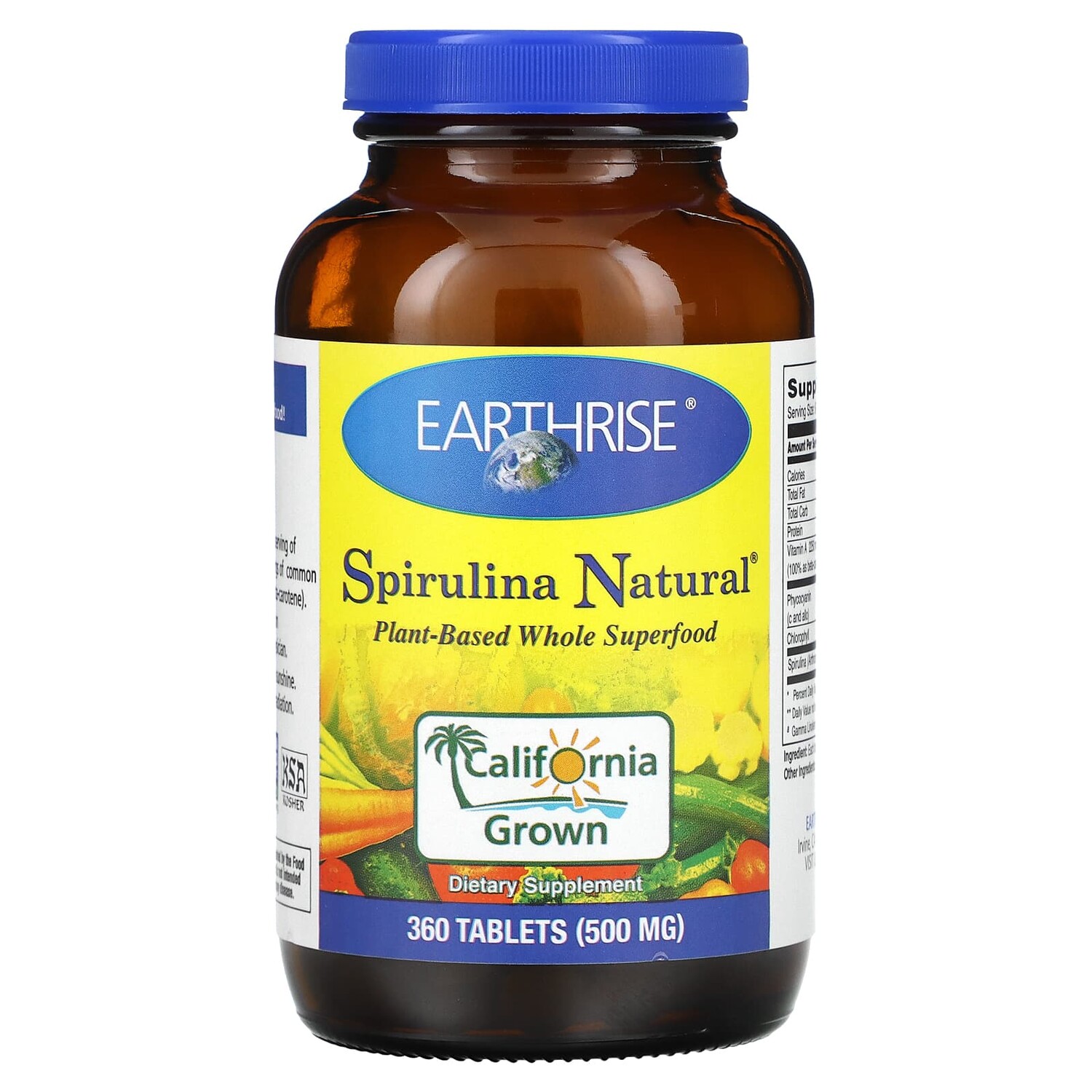 

Spirulina Natural, добавка со спирулиной, 500 мг, 360 таблеток, Earthrise