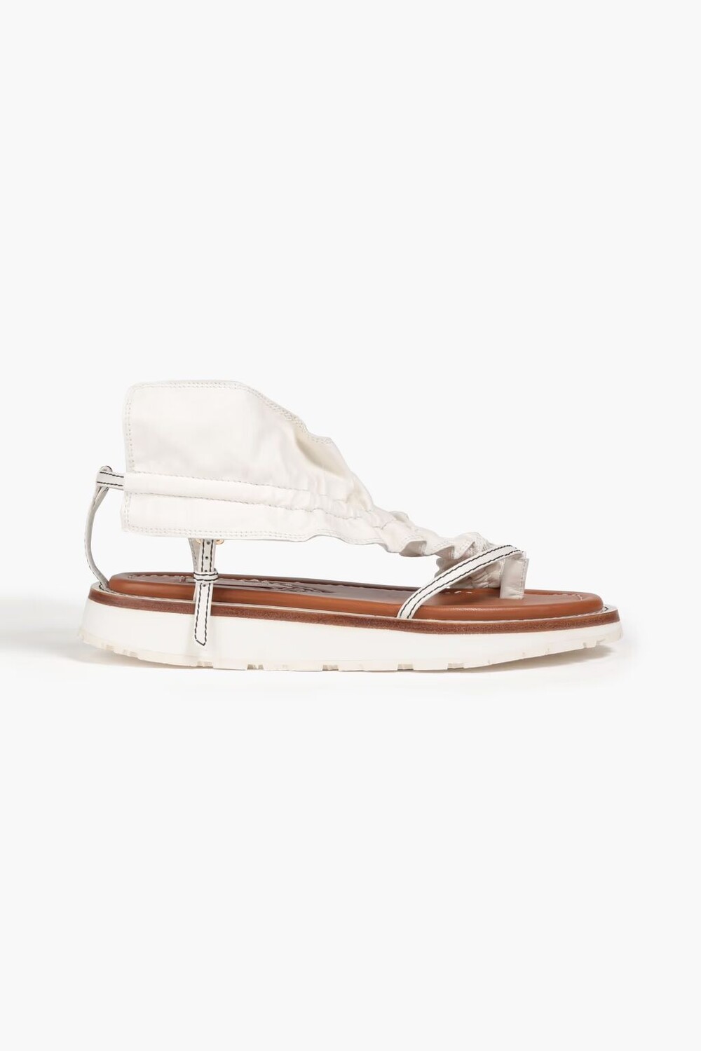

Кожаные сандалии с рюшами Zimmermann, цвет Off-white