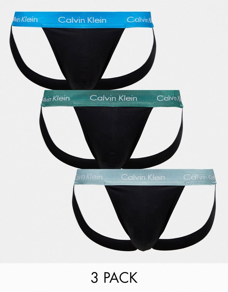 

Calvin Klein Набор из 3 черных хлопковых бандажей с яркими эластичными поясами