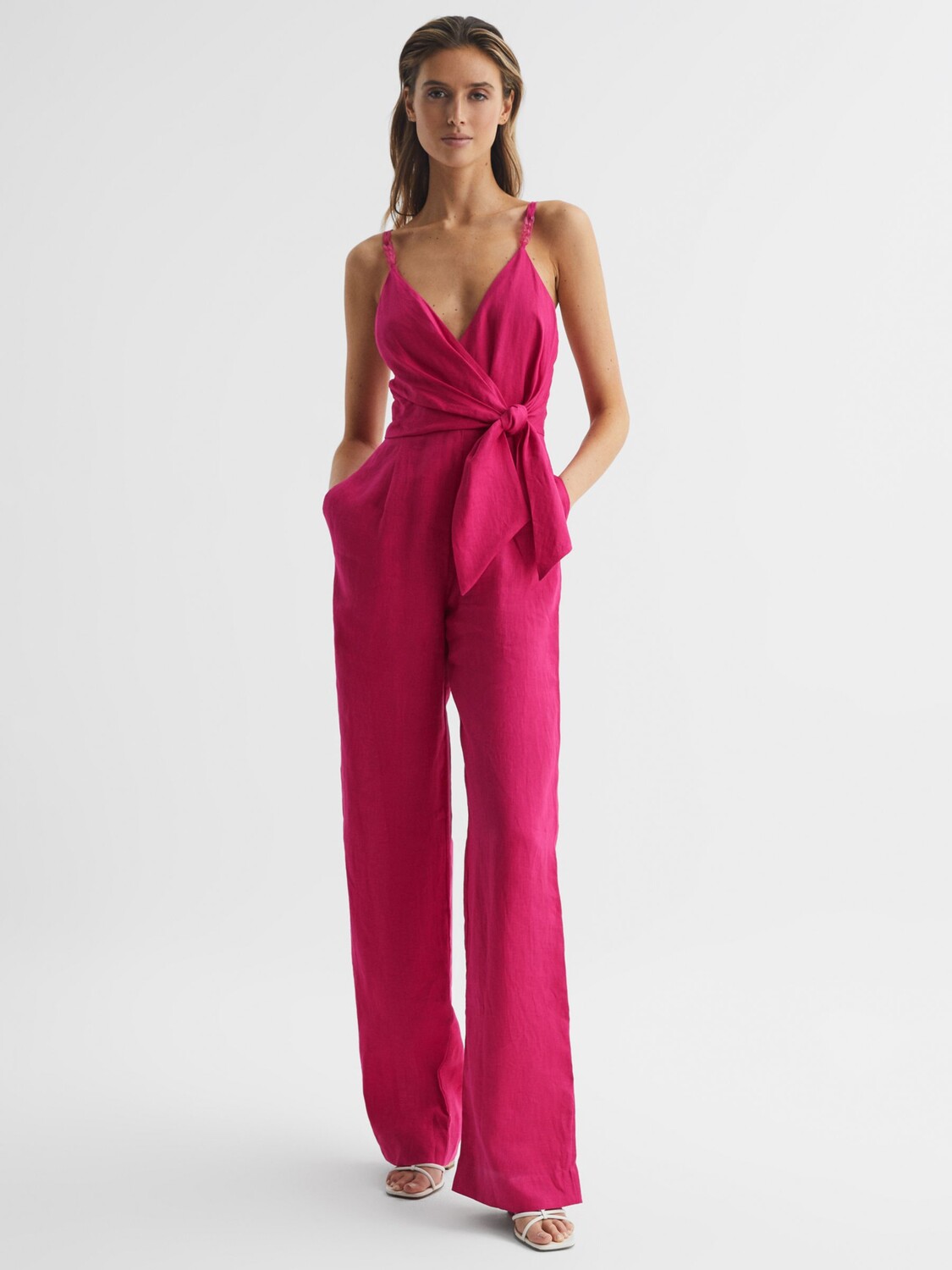 

Льняной комбинезон Reiss Emilia, розовый