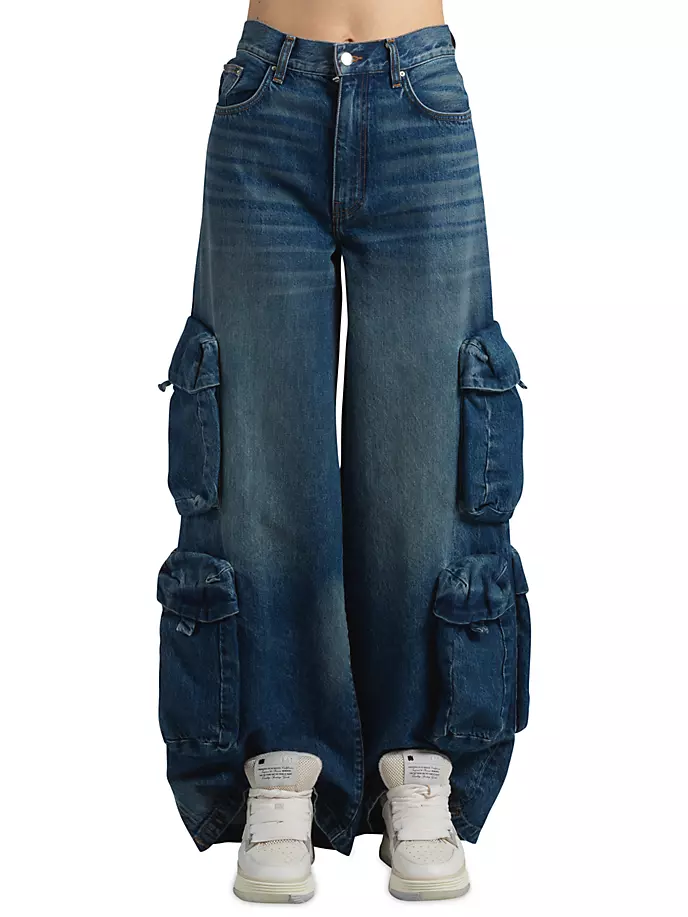 Мешковатые джинсы-карго Amiri, цвет medium indigo