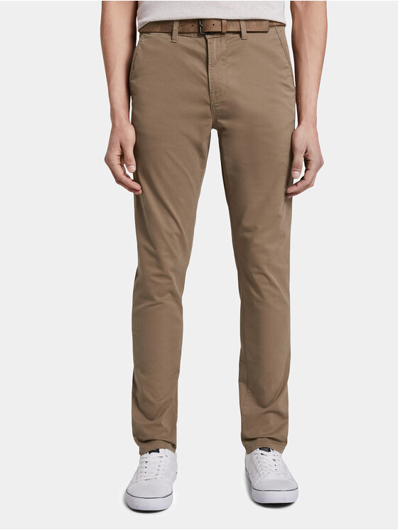 Узкие брюки чиносы Tom Tailor Denim, бежевый узкие брюки чиносы с поясом tom tailor коричневый