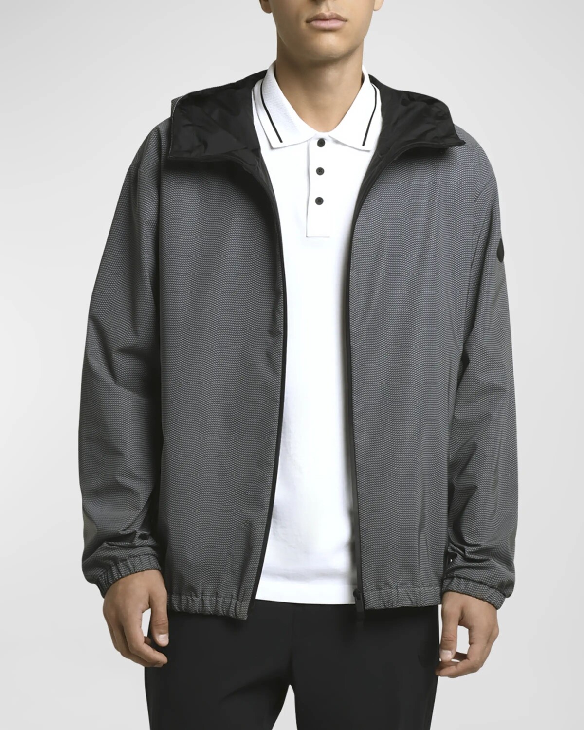 

Мужская куртка с капюшоном и микрорисунком Moncler, цвет Black