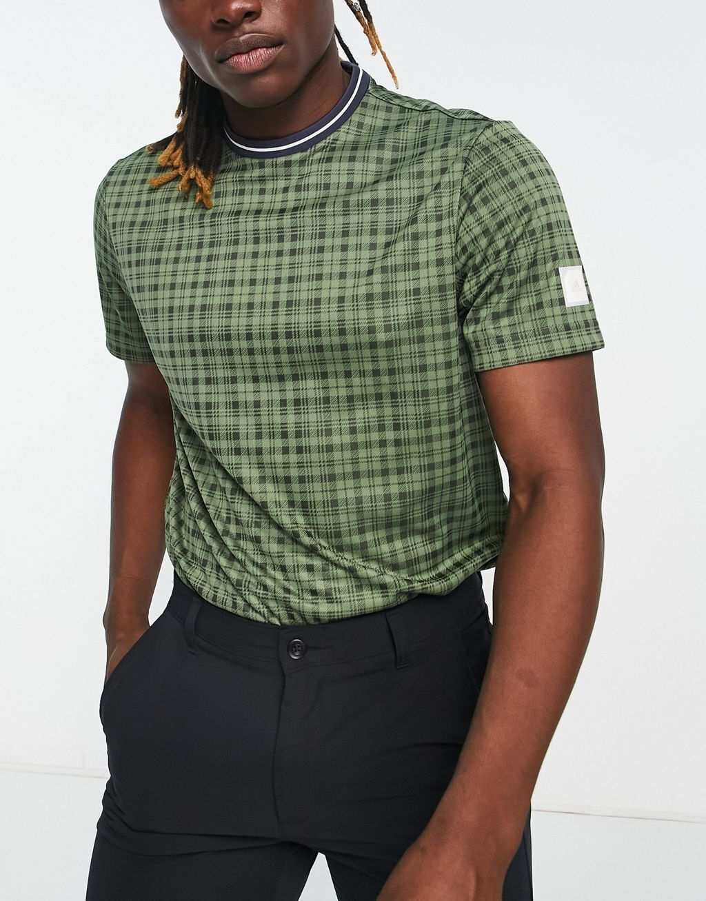 

Зеленая футболка в клетку adidas Golf Adicross The Open, Зеленый