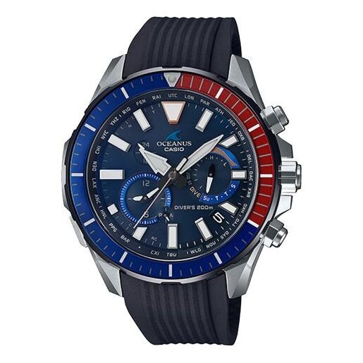 

Часы Men's CASIO OCEANUS Series CACHALOT Solar Energy Watch tooth Watch Solar Powered Mens Blue Analog, синий