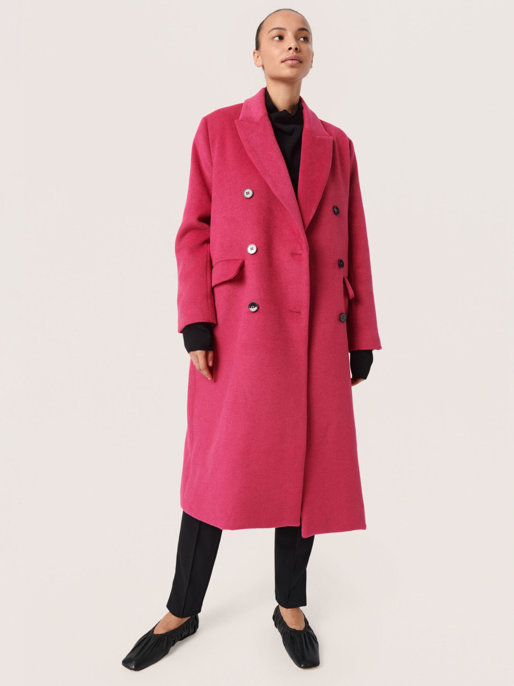 Простое двубортное пальто Fia Soaked In Luxury, живой розовый