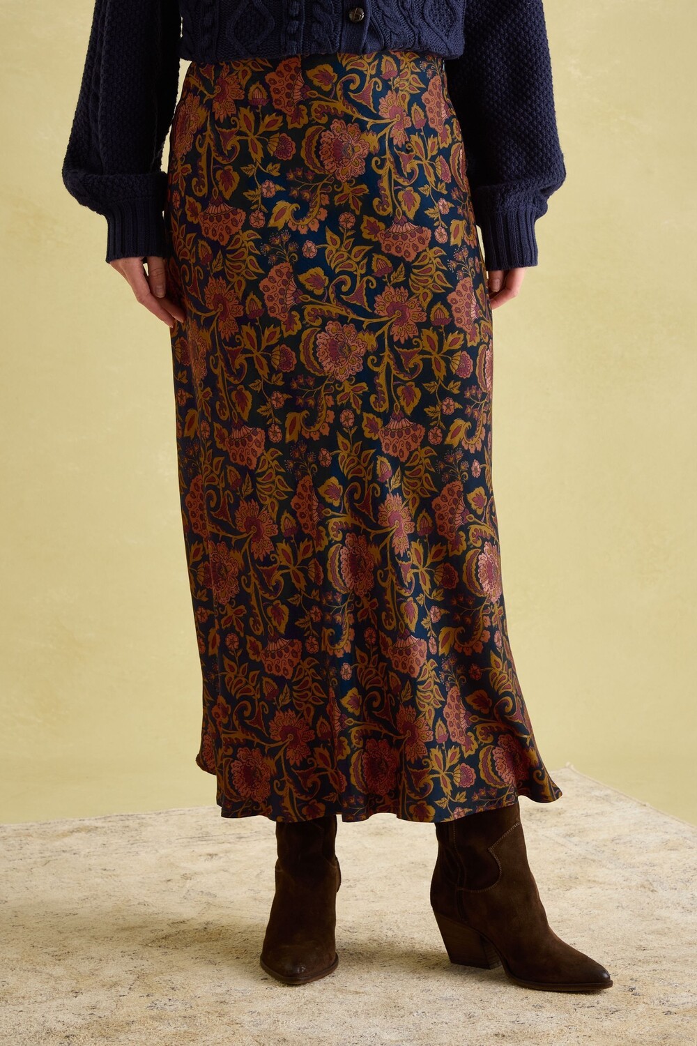 

Юбка Penelope satin midi Joules, синий