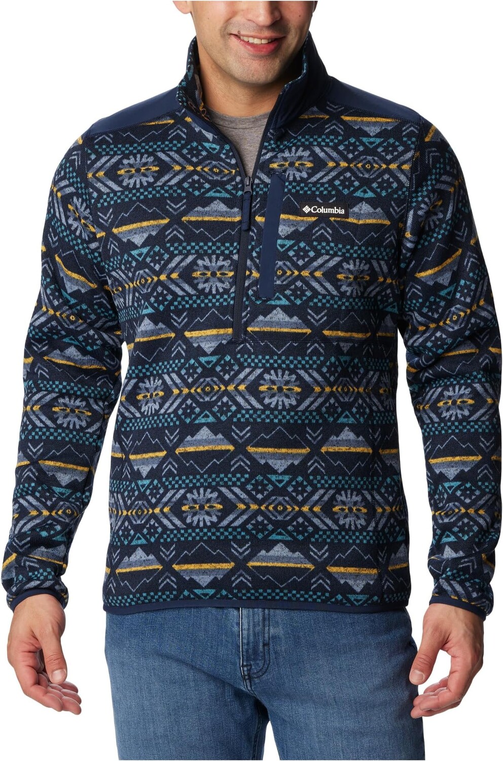

Свитер Weather II с молнией 1/2 с принтом Columbia, цвет Collegiate Navy Checkered Peaks Print