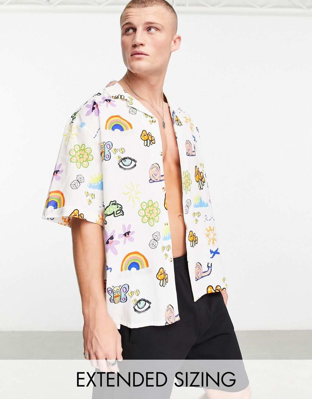 

Свободная рубашка свободного кроя с принтом каракули ASOS DESIGN