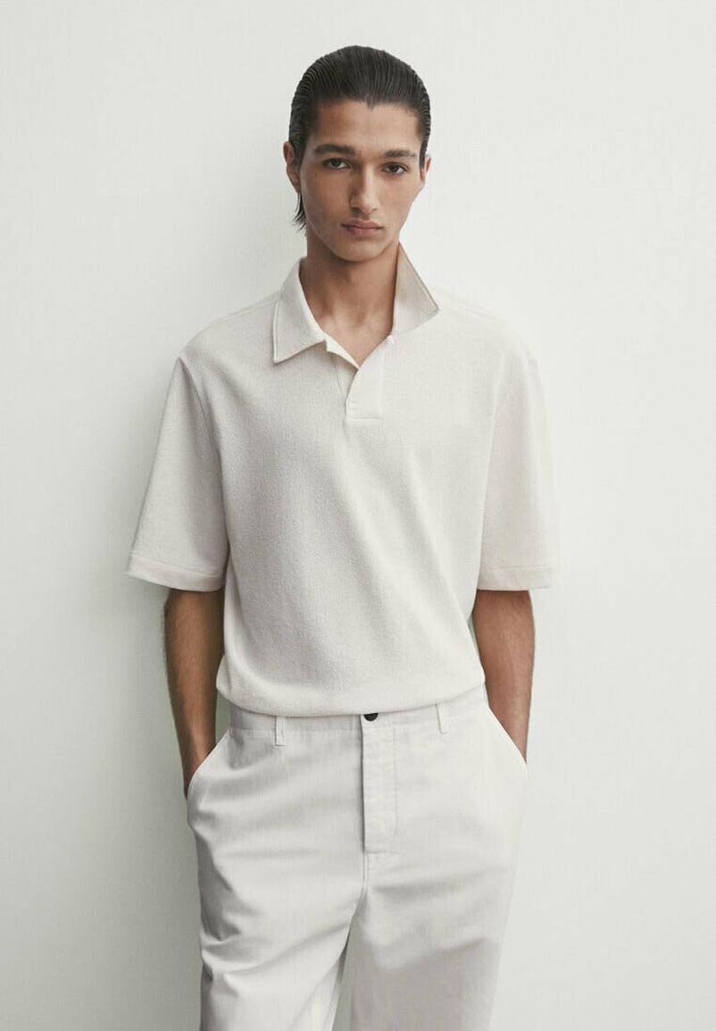 

Рубашка поло TEXTURED SHORT SLEEVE Massimo Dutti, цвет white