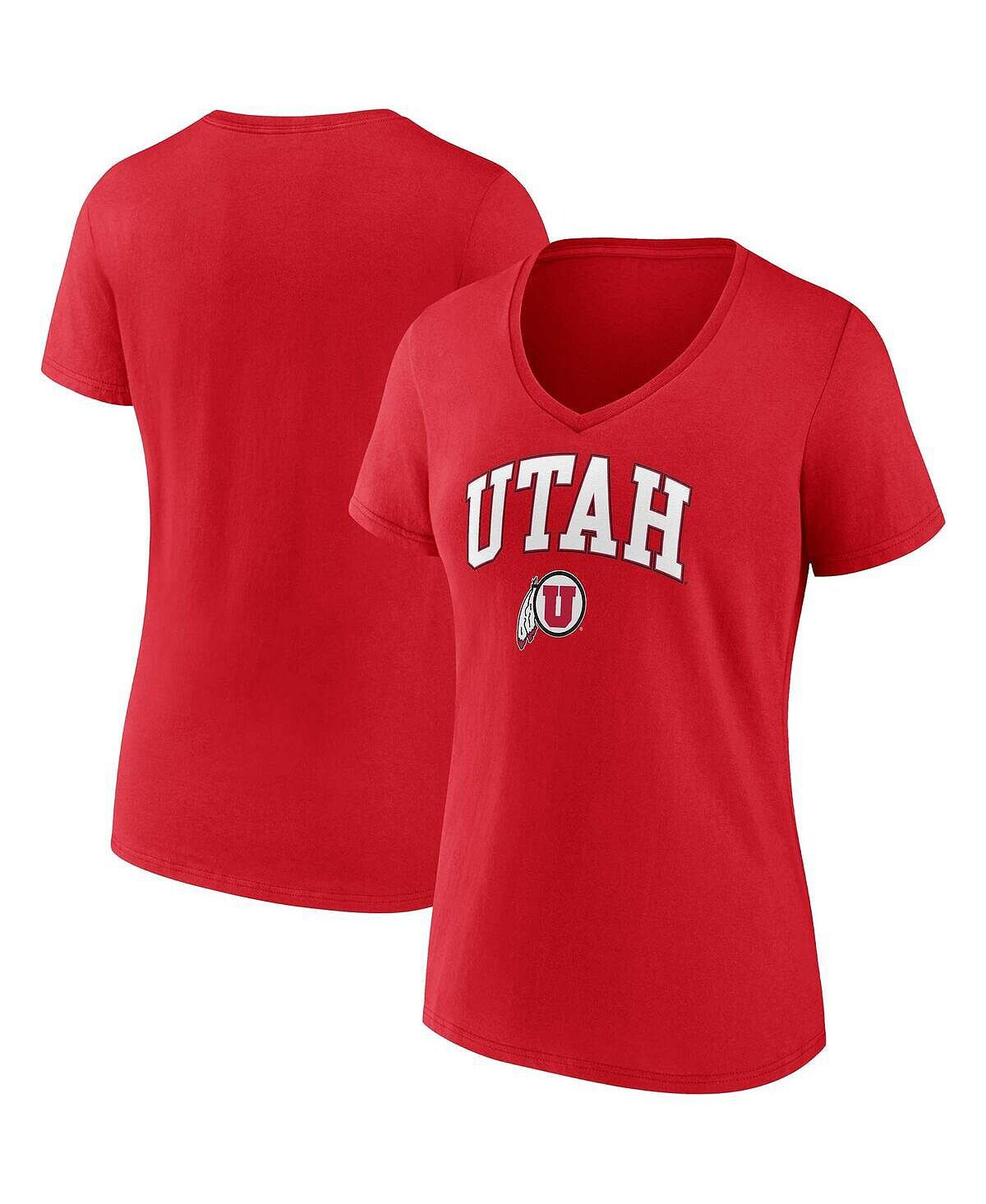

Женская красная футболка с v-образным вырезом и логотипом Utah Utes Evergreen Campus Fanatics, красный
