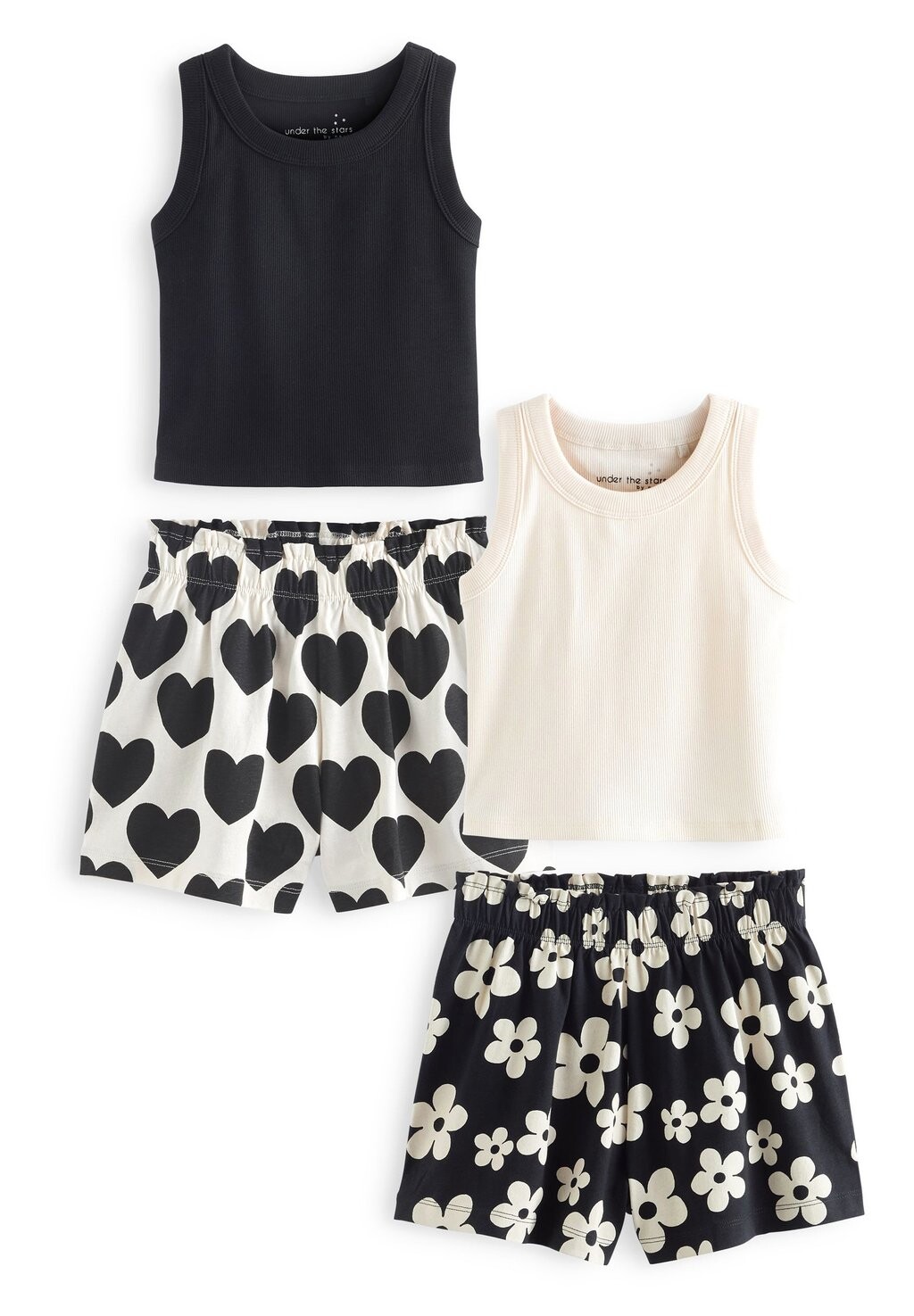 

Пижамы 2 Pack Short Pyjamas Next, цвет black/white heart flower