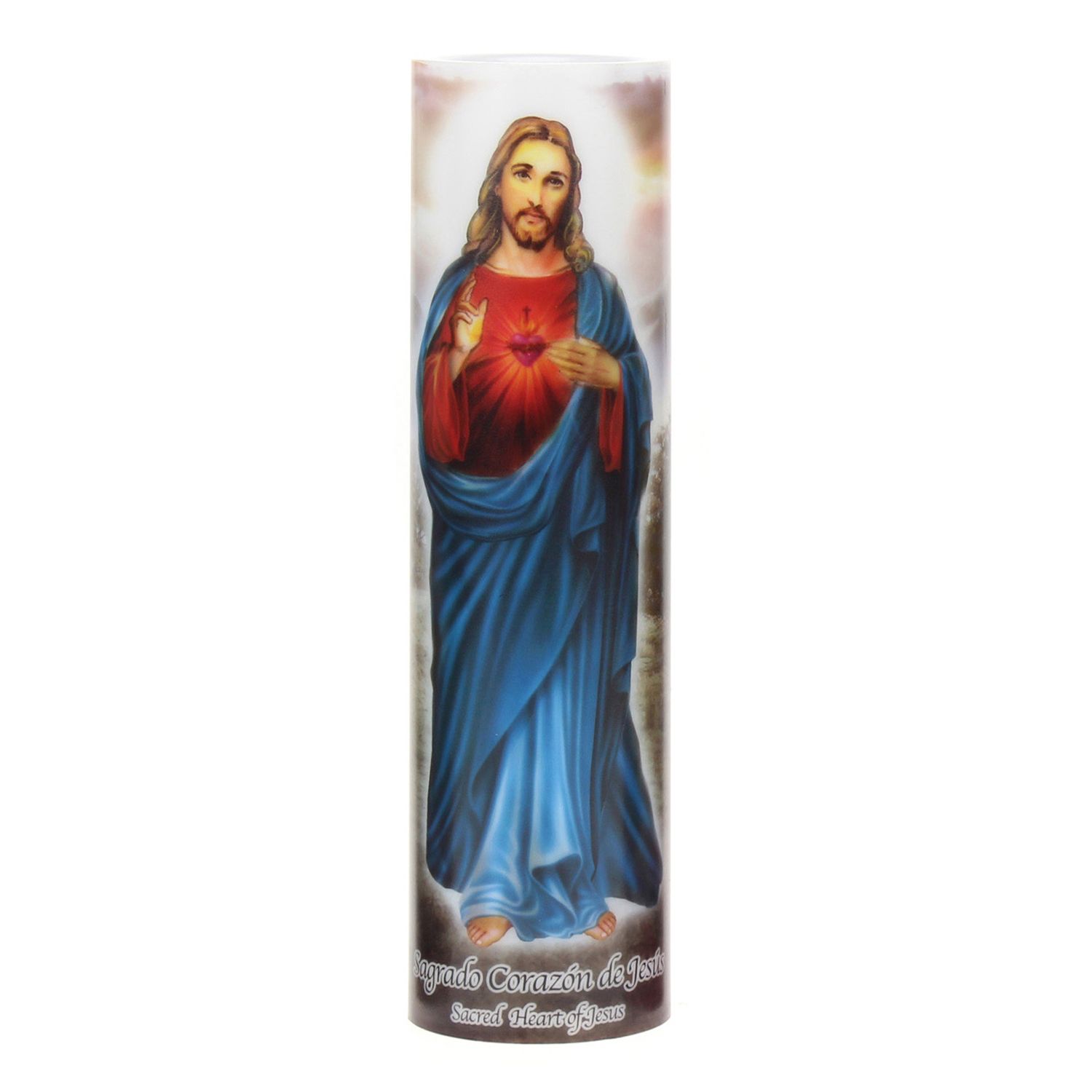 цена Коллекция Saints Беспламенная светодиодная молитвенная свеча Иисуса 8,2 x 2,2 дюйма