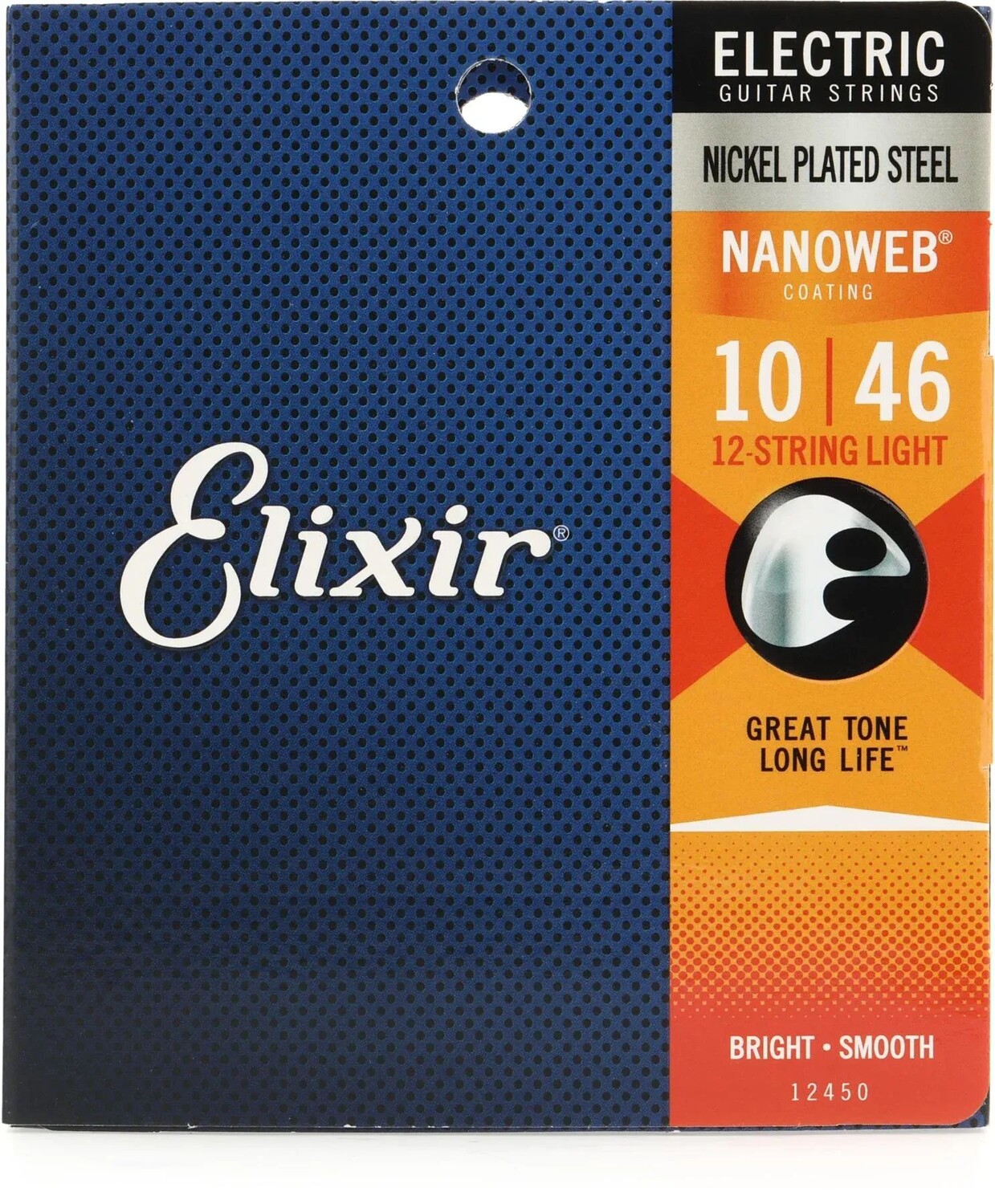 

Elixir Strings 12450 Струны для электрогитары Nanoweb — .010-.046 Легкие, 12-струнные