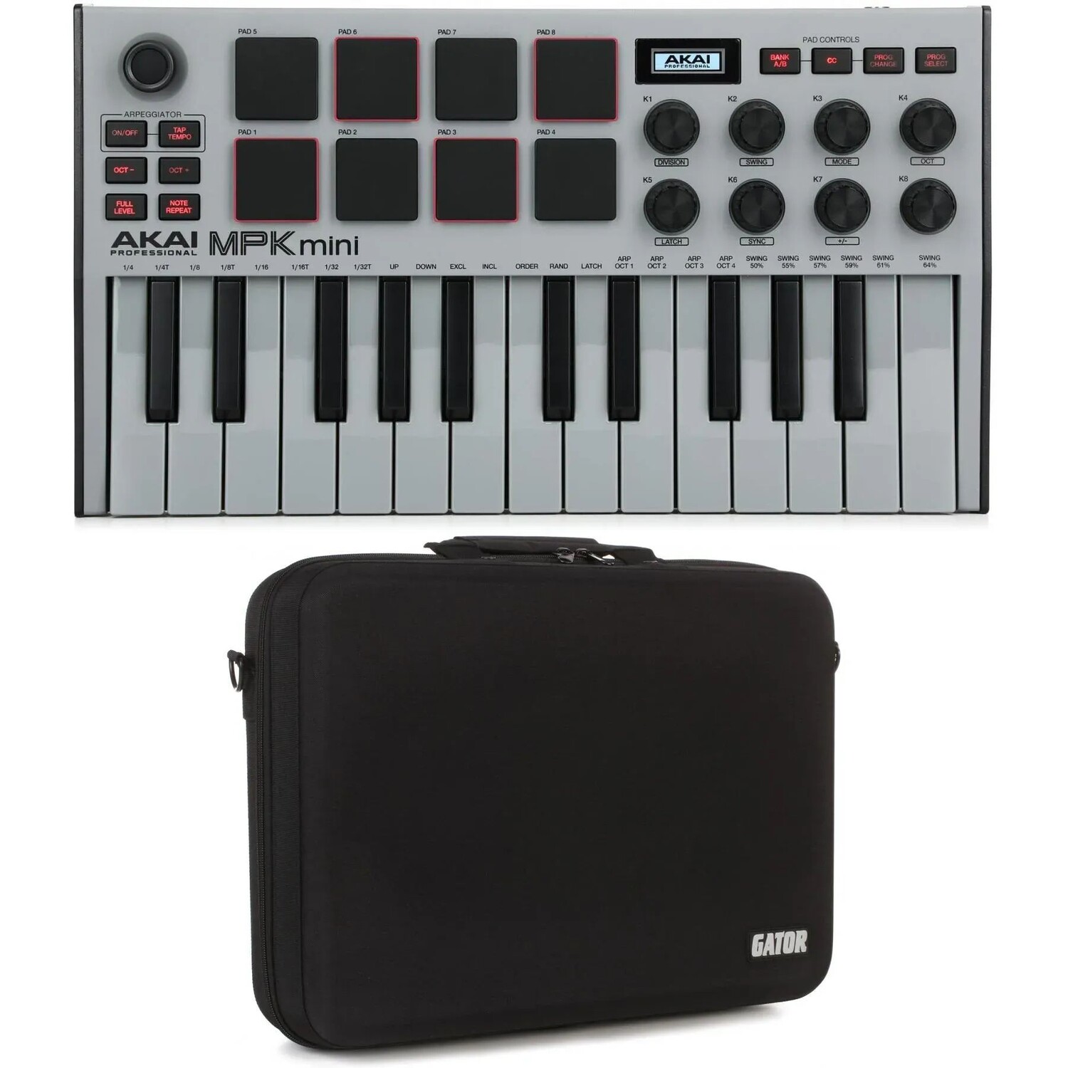 

Akai Professional MPK Mini MK III, 25-клавишная клавиатура-контроллер с футляром для переноски — серый