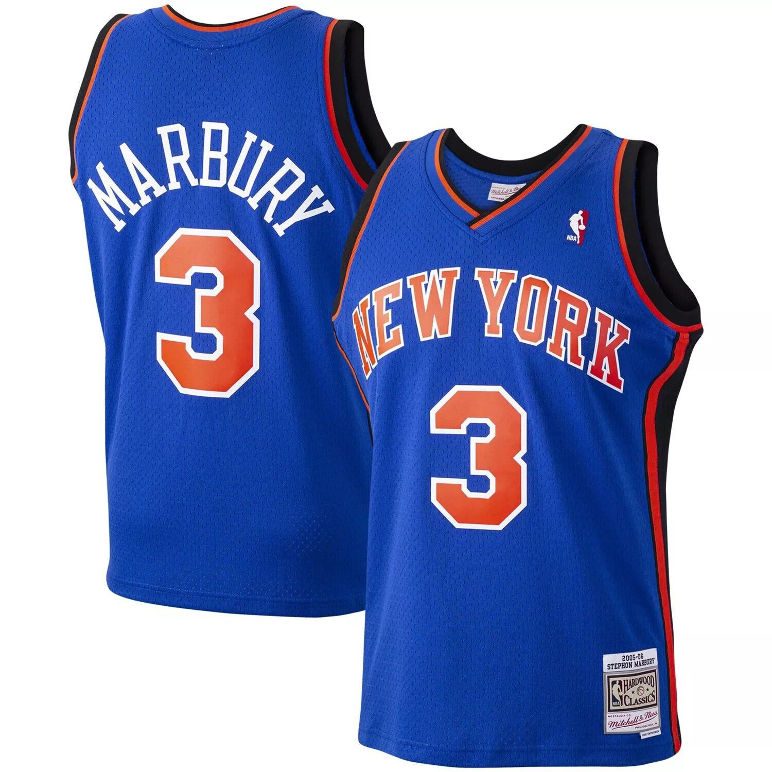 

Мужское джерси Mitchell & Ness Stephon Marbury Blue New York Knicks 2005-06 Hardwood Classics Swingman Player