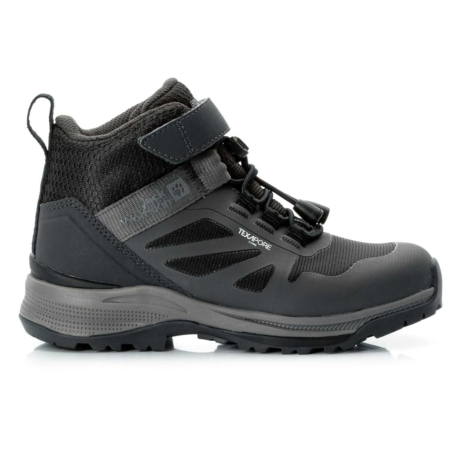 Ботинки для прогулки Jack Wolfskin Kid's Vili Hiker Texapore Mid, черный чехол книжка vili для huawei y5 2017 black