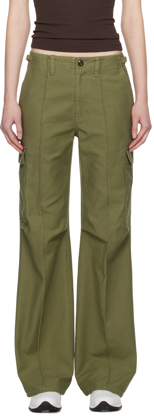 коричневые брюки клеш re done Зеленые брюки в стиле милитари Re/Done