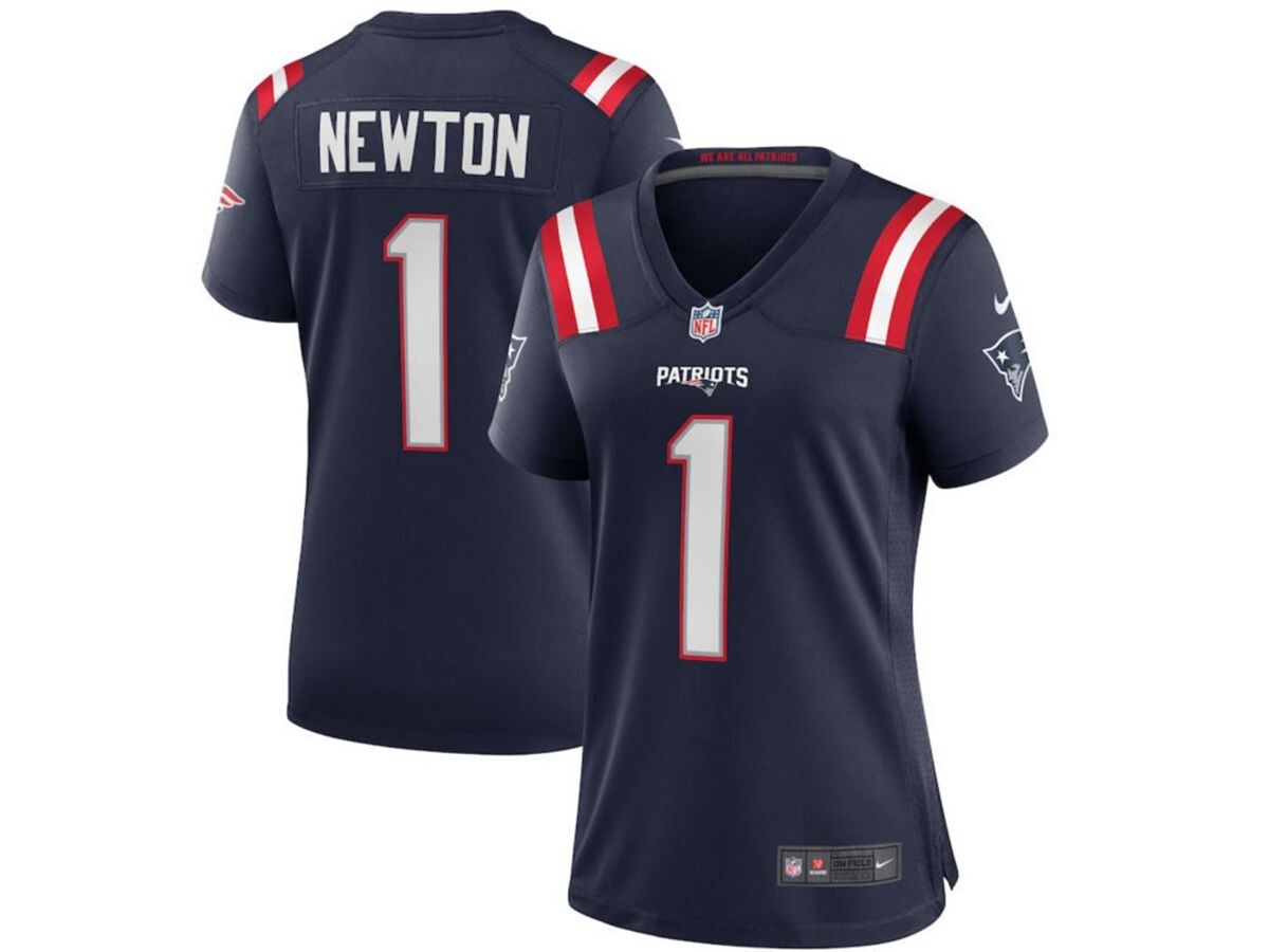 

Женская игровая майка НФЛ Cam Newton New England Patriots Nike, темно-синий