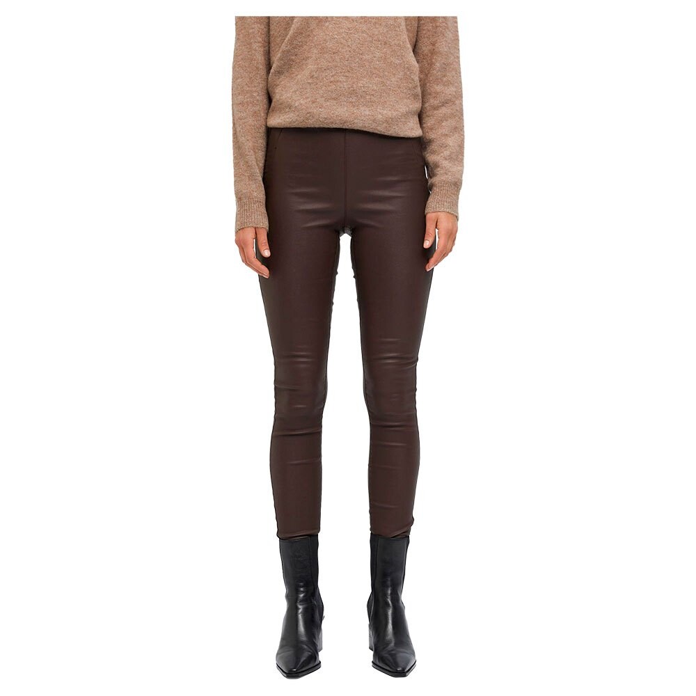 

Леггинсы Object Belle Mid Waist Coated, коричневый