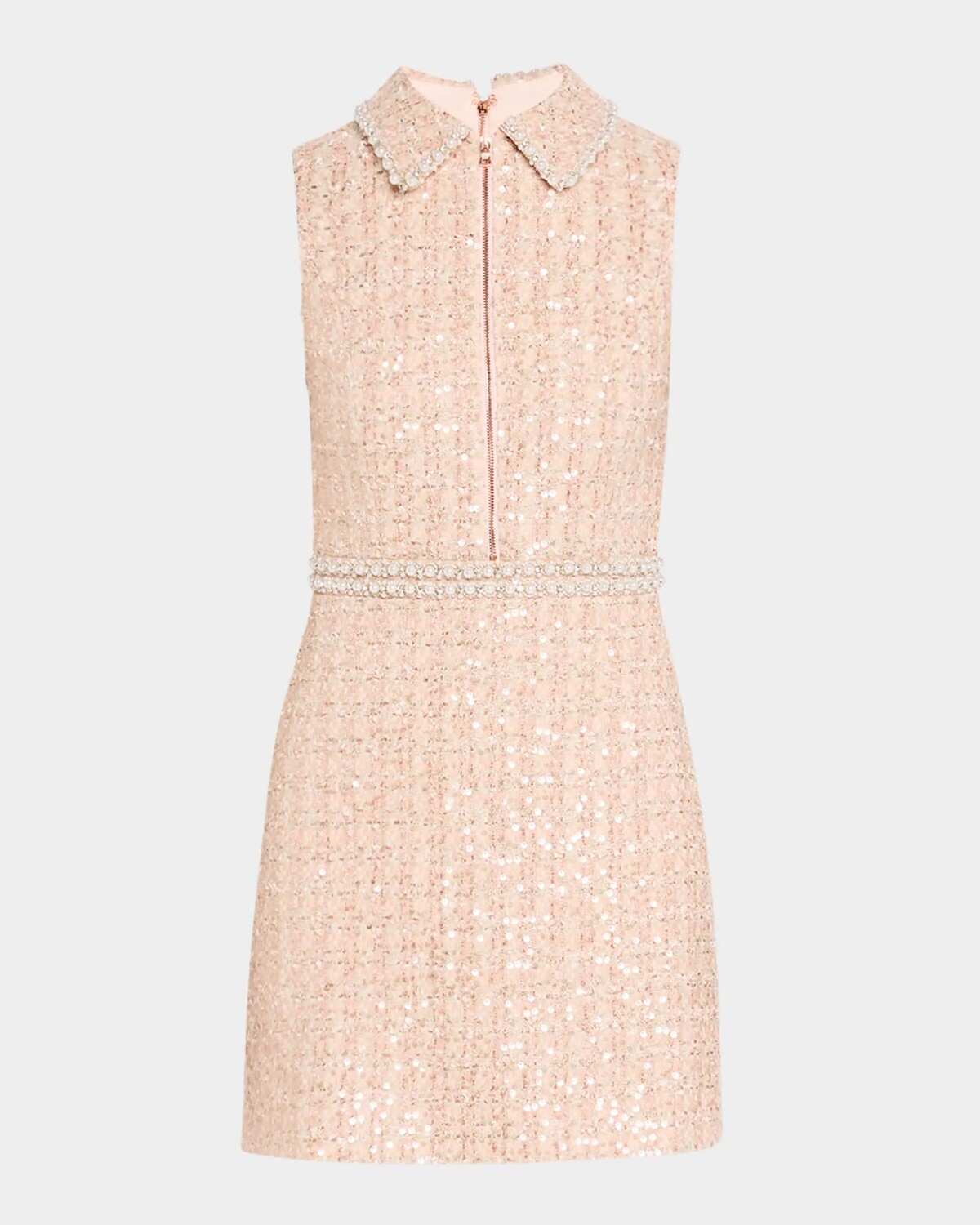 

Украшенное мини-платье Ellis на молнии спереди Alice + Olivia, цвет Pearl Blush