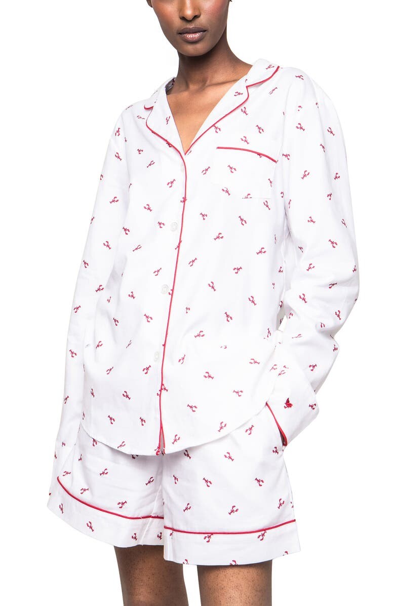 

Хлопковая короткая пижама Brixham Lobsters PETITE PLUME, белый