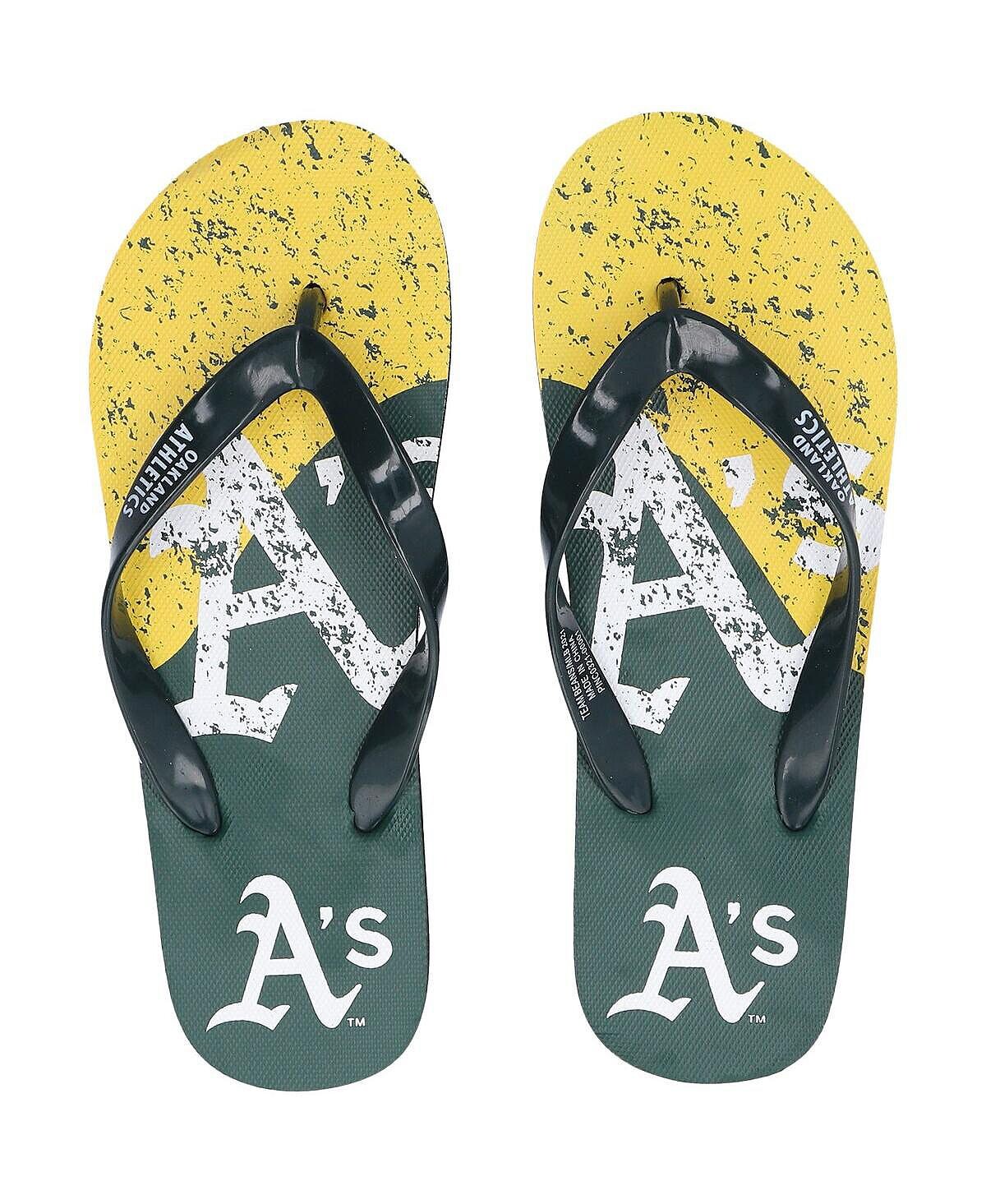 

Мужские и женские шлепанцы с большим логотипом Oakland Athletics FOCO