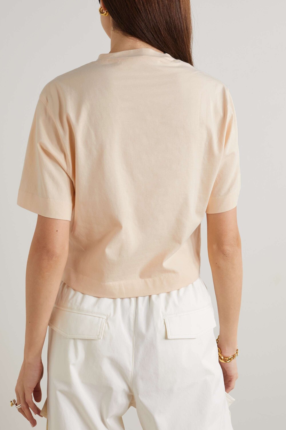 

OFF-WHITE Укороченная футболка из хлопкового джерси с аппликацией, нейтральный