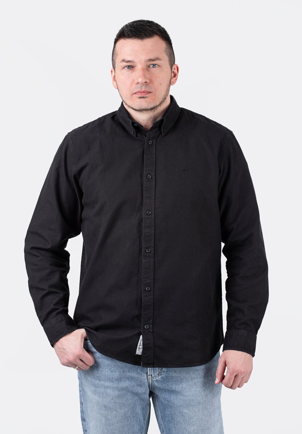 Рубашка Bolton Carhartt WIP, цвет black garment dyed