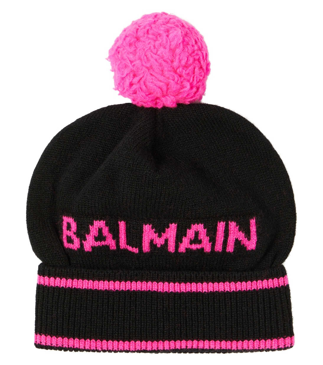Шерстяная кашемировая шапка с логотипом Balmain Kids, мультиколор