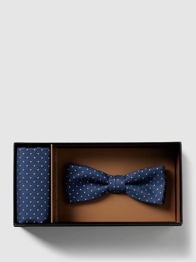 Комплект из шелкового галстука-бабочки и нагрудного платка BOSS, синий