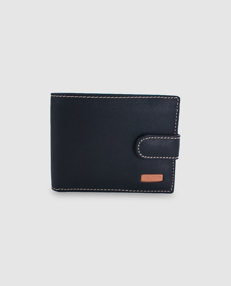 Черный кожаный кошелек с монетницей El Potro, черный черный кожаный кошелек с портмоне на молнии el potro черный