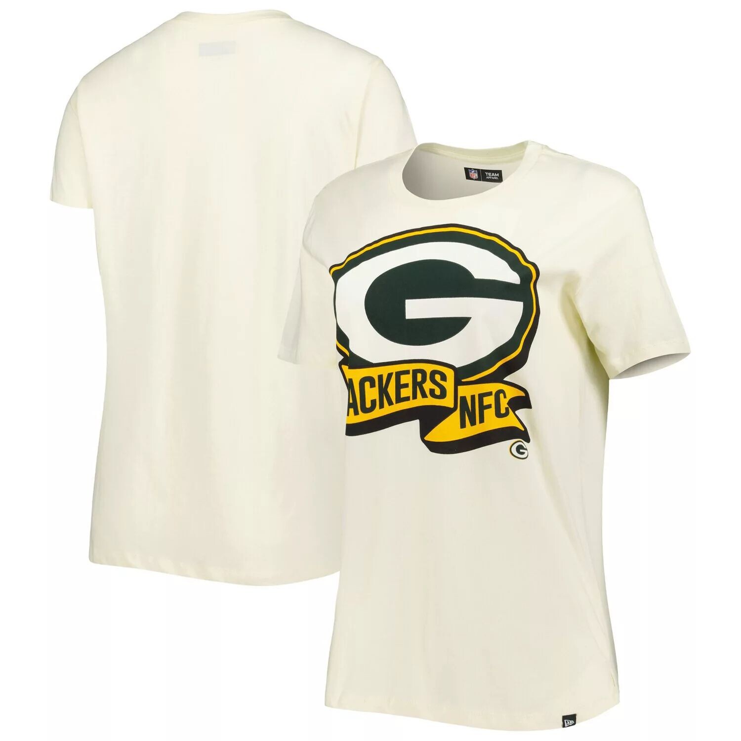 

Женская кремовая футболка New Era Green Bay Packers с хромированной боковой линией New Era, Бежевый