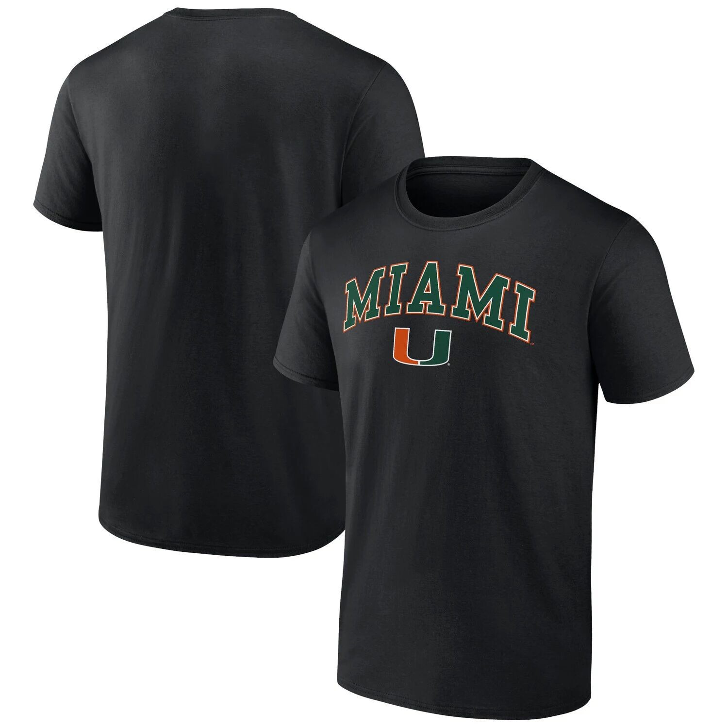 

Мужская черная футболка с логотипом Miami Hurricanes Campus Fanatics, Черный
