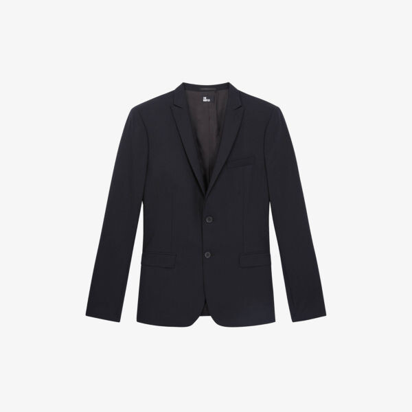 

Однобортный шерстяной пиджак с острыми лацканами The Kooples, темно-синий