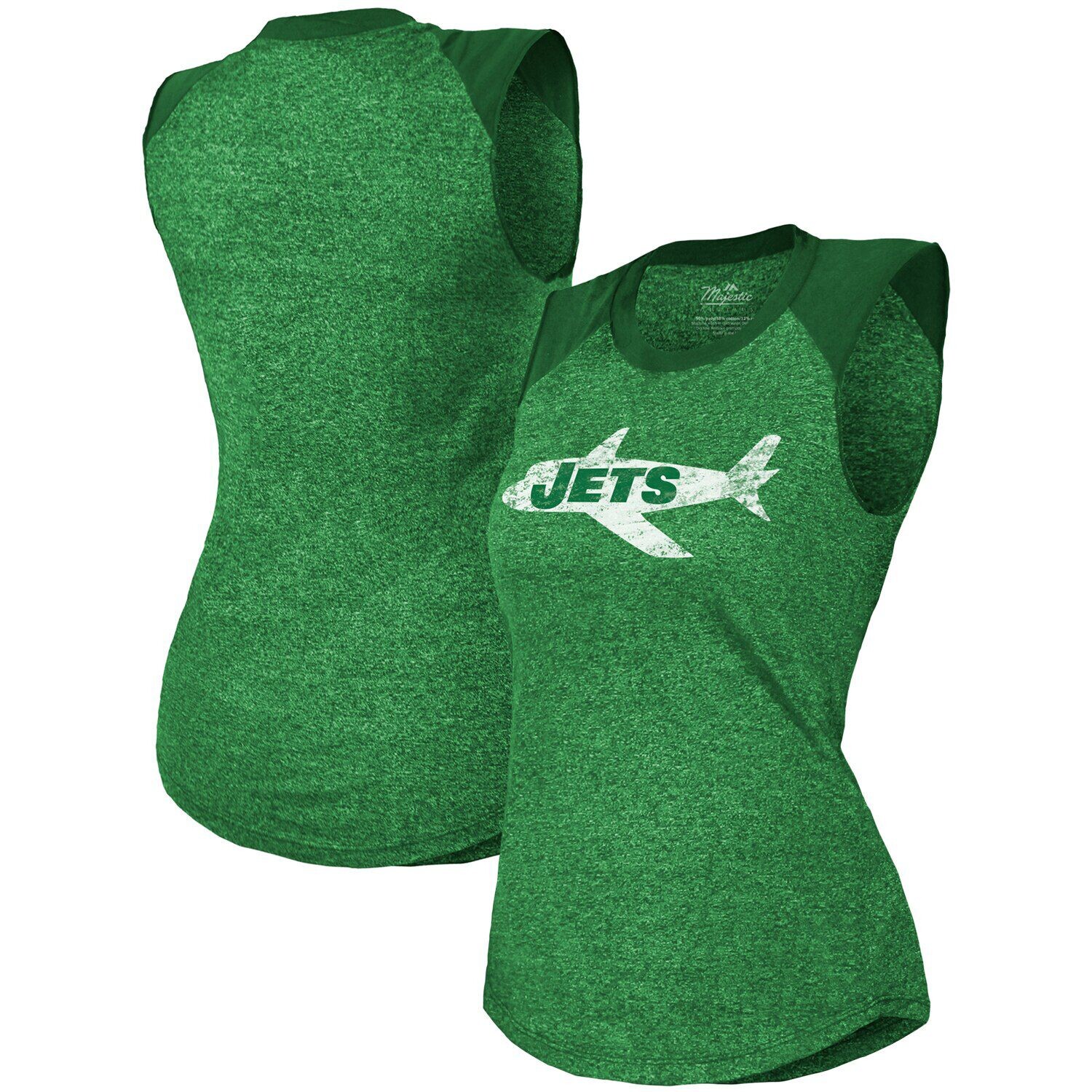

Женская майка Majestic Threads Kelly Green New York Jets в стиле ретро, ​​тройная майка с мышцами реглан Majestic
